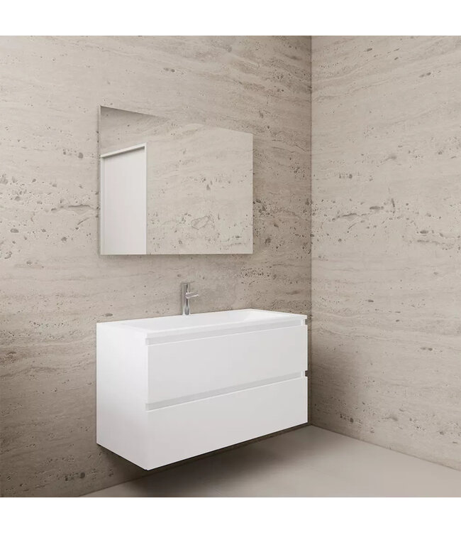 Wastafelonderkast Gliss Project 100 cm – Glans Wit Badkamermeubel