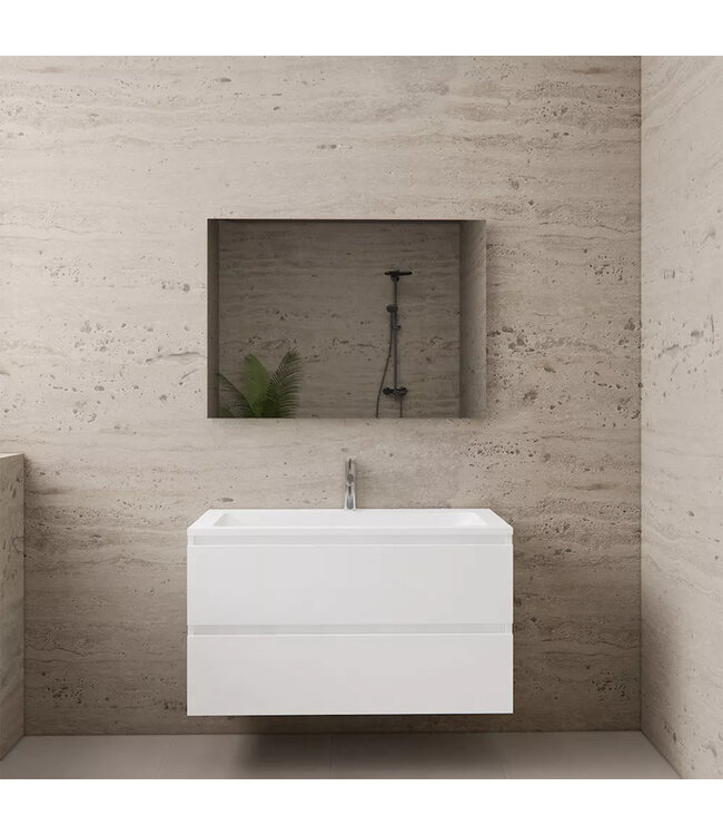 Wastafelonderkast Gliss Project 100 cm – Glans Wit Badkamermeubel
