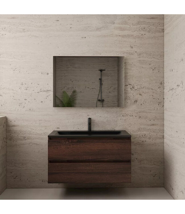 Wastafelonderkast Gliss Project 100 cm – Sonoma Choco Badkamermeubel