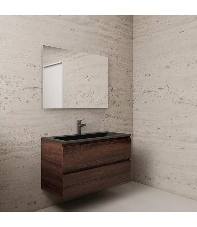 Wastafelonderkast Gliss Project 100 cm – Sonoma Choco Badkamermeubel