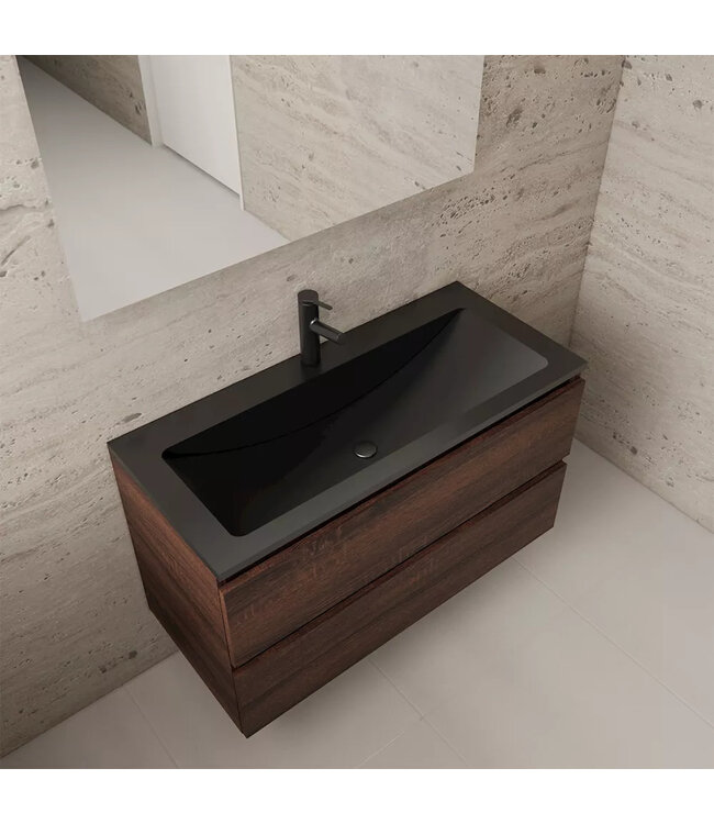 Wastafelonderkast Gliss Project 100 cm – Sonoma Choco Badkamermeubel
