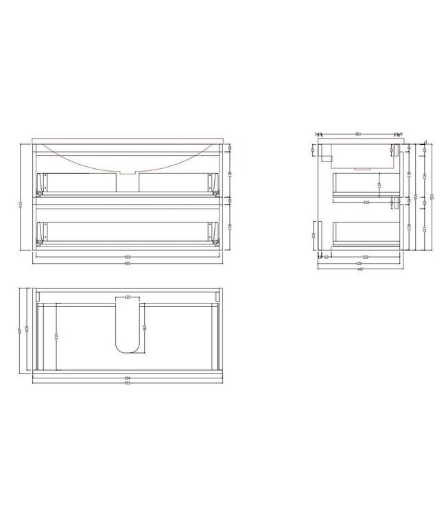 Wastafelonderkast Gliss Project 100 cm – Mat Zwart Badkamermeubel