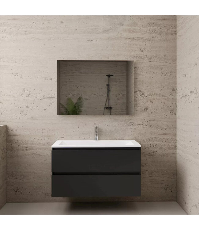 Wastafelonderkast Gliss Project 100 cm – Mat Zwart Badkamermeubel