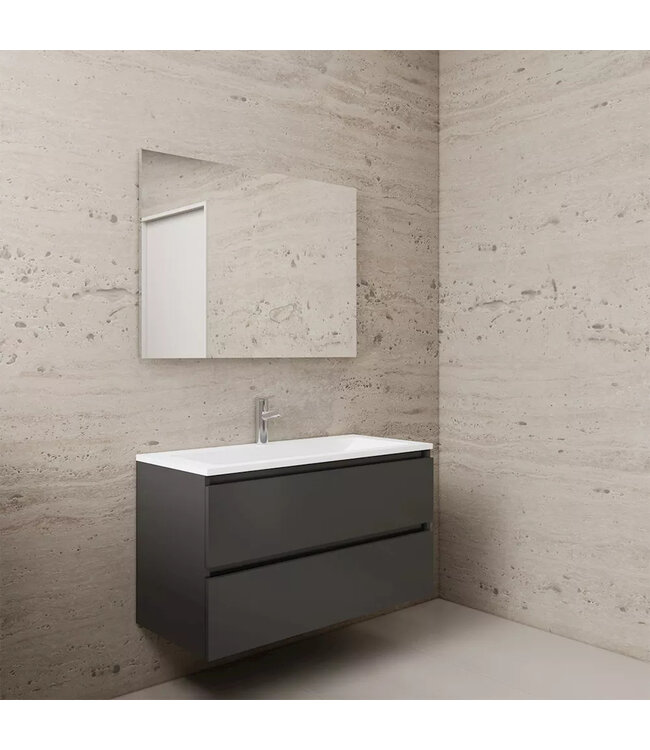 Wastafelonderkast Gliss Project 100 cm – Antraciet Glans Badkamermeubel