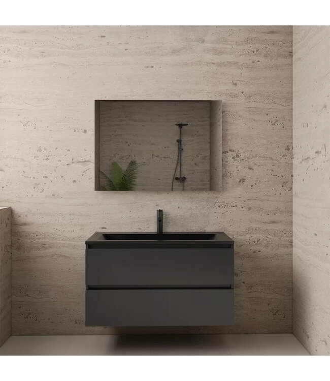 Wastafelonderkast Gliss Project 100 cm – Antraciet Glans Badkamermeubel