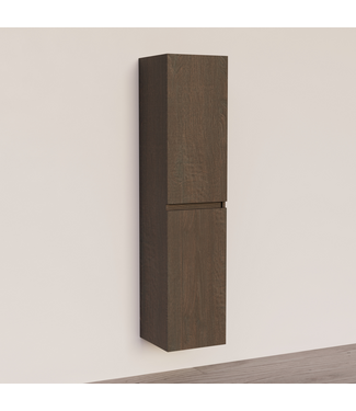 SANI-SUPPLY Badkamerkast Trendline Brown Oak 35x35x160 cm | Hoge Kolomkast Hangend