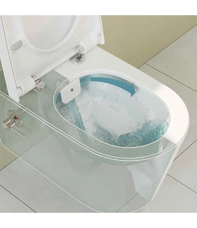 Hangtoilet met bidet Wit Randloos⎢VitrA Nest⎢Geintegreerde bidetkraan Warm&Koud⎢excl. wc bril