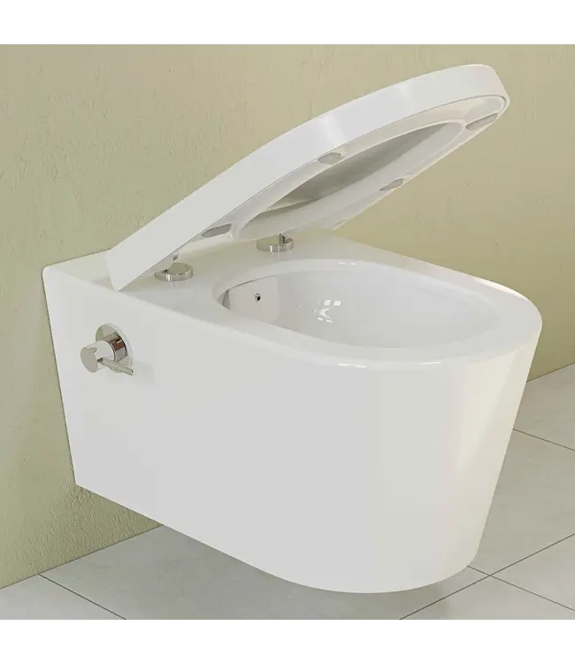 Hangtoilet met bidet Wit Randloos⎢VitrA Nest⎢Geintegreerd bidetkraan Warm&Koud⎢excl. wc bril