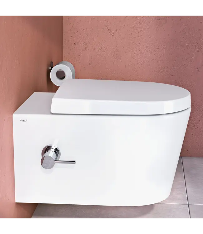 Hangtoilet met bidet Wit Randloos⎢VitrA Nest⎢Geintegreerd bidetkraan Warm&Koud⎢excl. wc bril