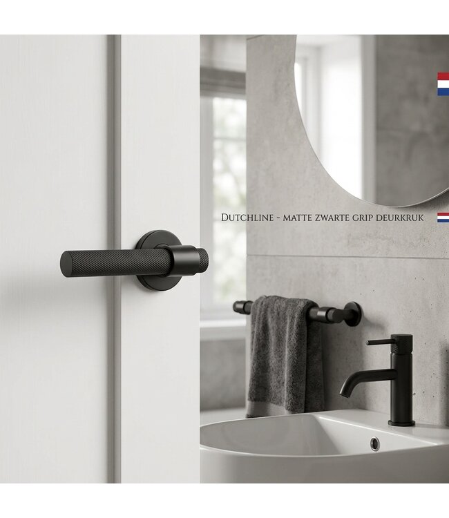 Deurkruk Grip Mat Zwart – Industrieel Beslag voor Badkamer & Interieur