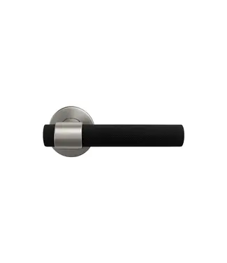 DutchLine Deurkruk Grip Mat Zwart / Chroom – Industrieel Beslag voor Badkamer & Interieur
