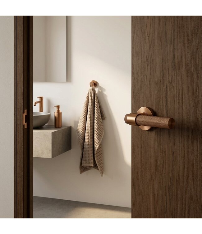 Deurkruk Grip Geborsteld Brons Koper – Industrieel Beslag voor Badkamer & Interieur