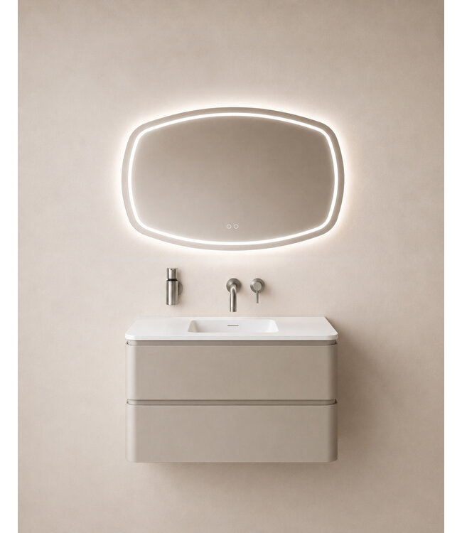 Lumora Rechthoekige Badkamerspiegel 100x65 cm – LED & Verwarming