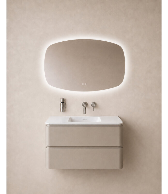 Lumora Rechthoekige Badkamerspiegel 100x65 cm – LED & Verwarming