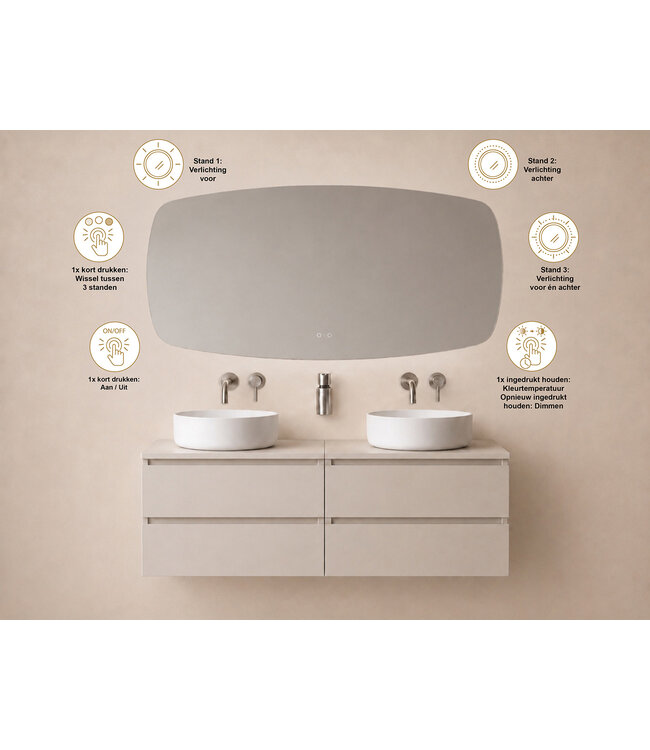 Lumora Rechthoekige Badkamerspiegel 120x70 cm – LED & Verwarming