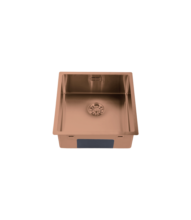 Spoelbak 40x40x18cm - Geborsteld Brons Koper | RVS Keukenspoelbak
