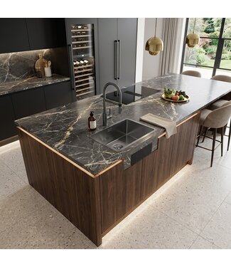 DutchLine Spoelbak 40x40x18cm - Gunmetal | RVS Keukenspoelbak