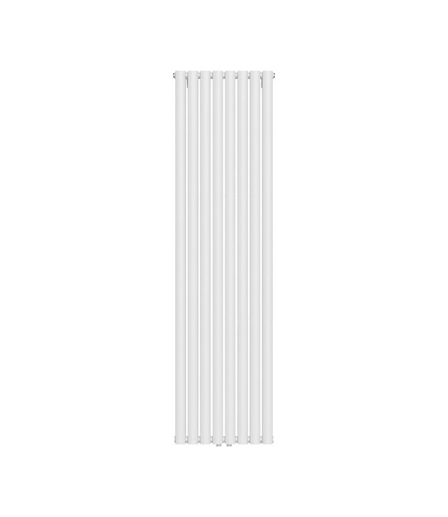 Designradiator Ovaal Verticaal Wit Dubbel 180x47cm 1640 Watt Belrad Midden / Hoek aansuiting Omkeerbaar