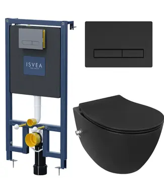 Isvea Toiletset Hangtoilet Compleet ISVEA Mat Zwart met Bidetkraan