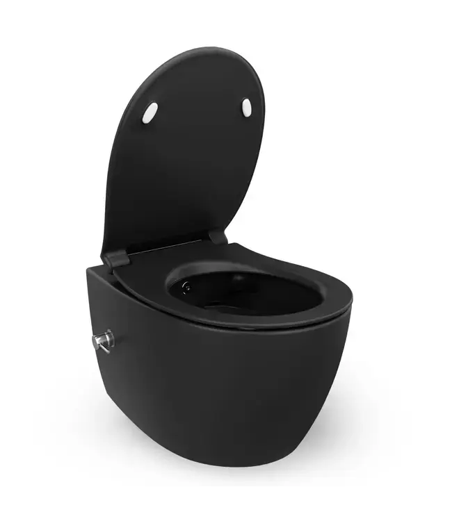 Toiletset Hangtoilet Compleet ISVEA Mat Zwart met Bidetkraan