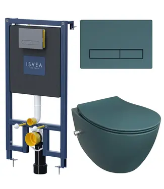Isvea Toiletset Hangtoilet Compleet ISVEA Petrol Groen met Bidetkraan
