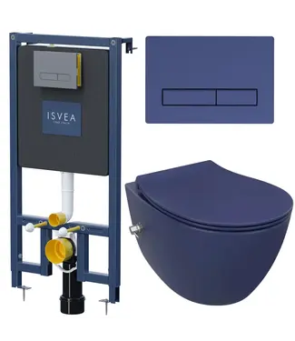 Isvea Toiletset Hangtoilet Compleet ISVEA Blauw met Bidetkraan
