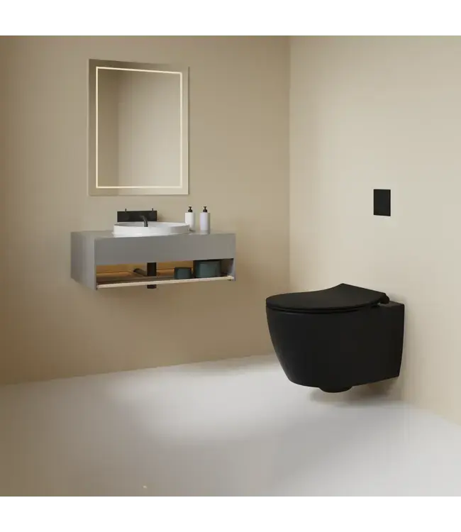 Toiletset Hangtoilet Compleet ISVEA Antraciet met Bidetkraan