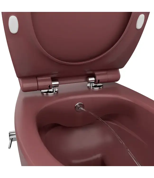 Toiletset Hangtoilet Compleet ISVEA Maroon Rood met Bidetkraan