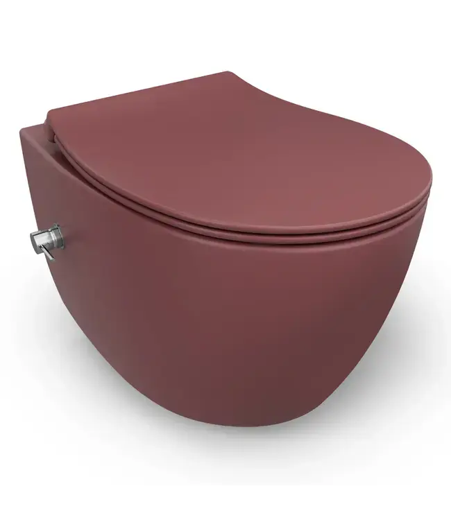 Toiletset Hangtoilet Compleet ISVEA Maroon Rood met Bidetkraan