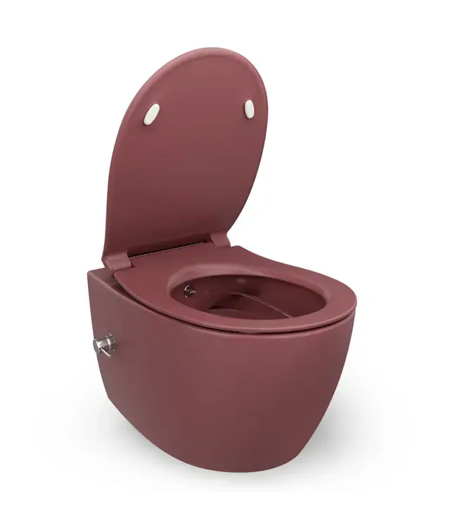 Toiletset Hangtoilet Compleet ISVEA Maroon Rood met Bidetkraan
