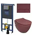 Toiletset Hangtoilet Compleet ISVEA Maroon Rood met Bidetkraan