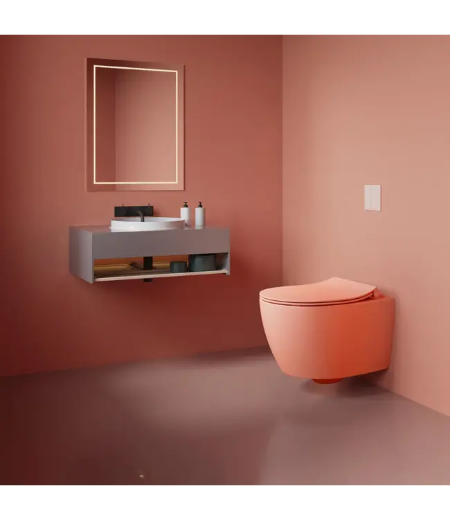 Toiletset Hangtoilet Compleet ISVEA Zalm Roze met Bidetkraan