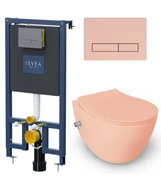 Isvea Toiletset Hangtoilet Compleet ISVEA Zalm Roze met Bidetkraan
