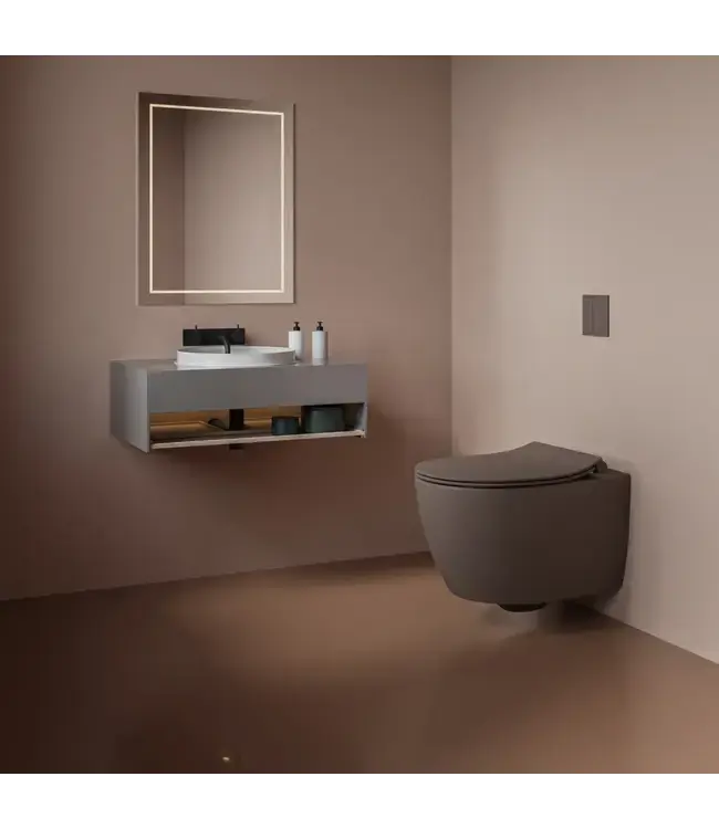Toiletset Hangtoilet Compleet ISVEA Taupe met Bidetkraan