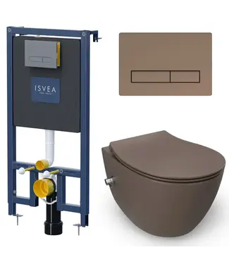 Isvea Toiletset Hangtoilet Compleet ISVEA Taupe met Bidetkraan