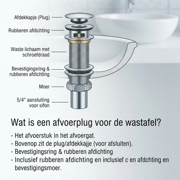 Afvoerplug voor wastafel en fontein