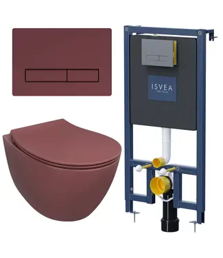 Isvea Toiletset Hangtoilet Compleet ISVEA Sentimenti Maroon Rood