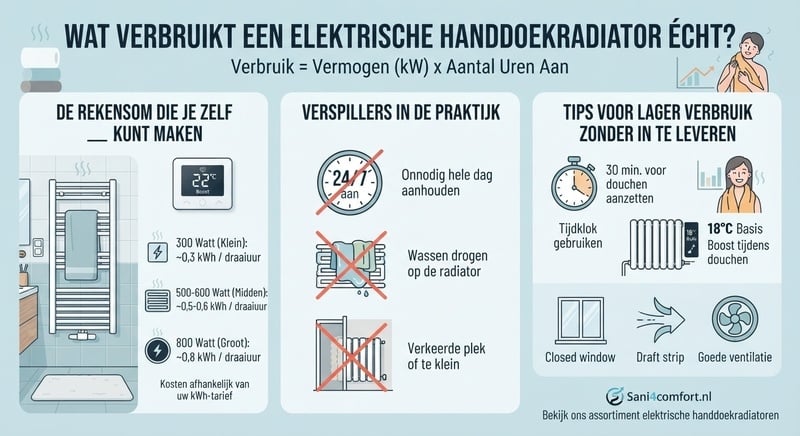 Elektrische handdoekradiator: verbruik