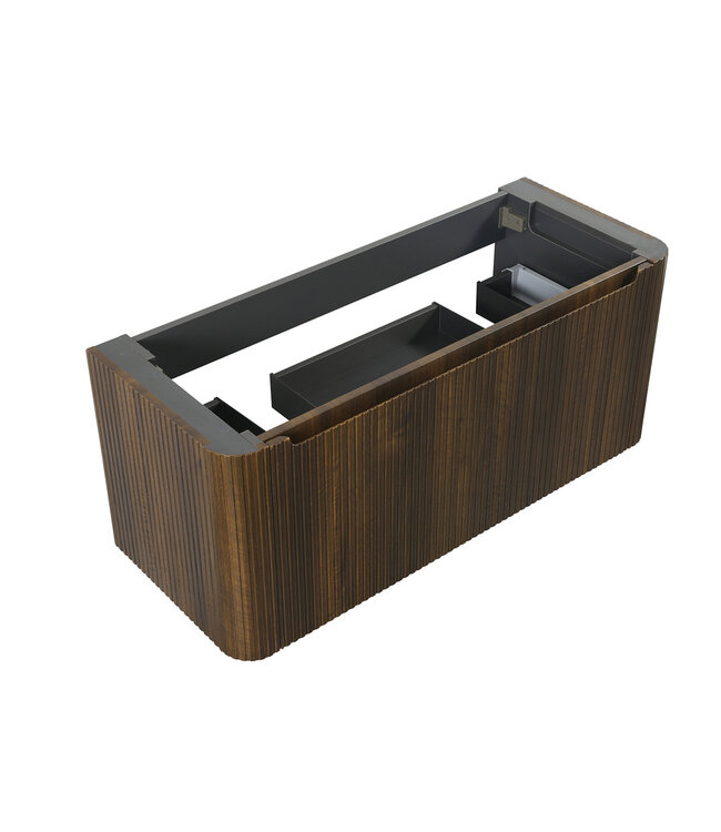 Wastafelonderkast Sulora Walnoot 120cm | Geribbeld Design & Afgeronde hoeken