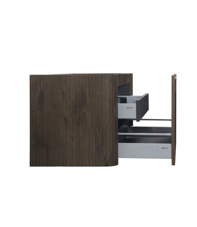 Wastafelonderkast Sulora Bruin Eiken 120cm | Geribbeld Design & Afgeronde hoeken