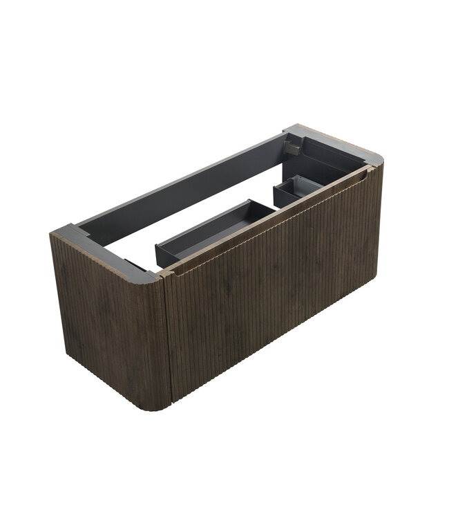 Wastafelonderkast Sulora Bruin Eiken 120cm | Geribbeld Design & Afgeronde hoeken