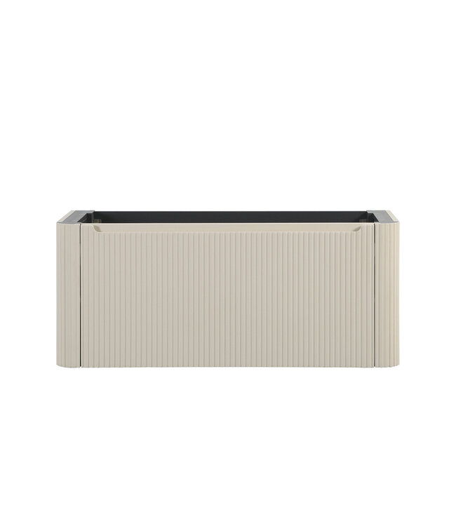 Wastafelonderkast Sulora Mat Beige 120cm | Geribbeld Design & Afgeronde hoeken