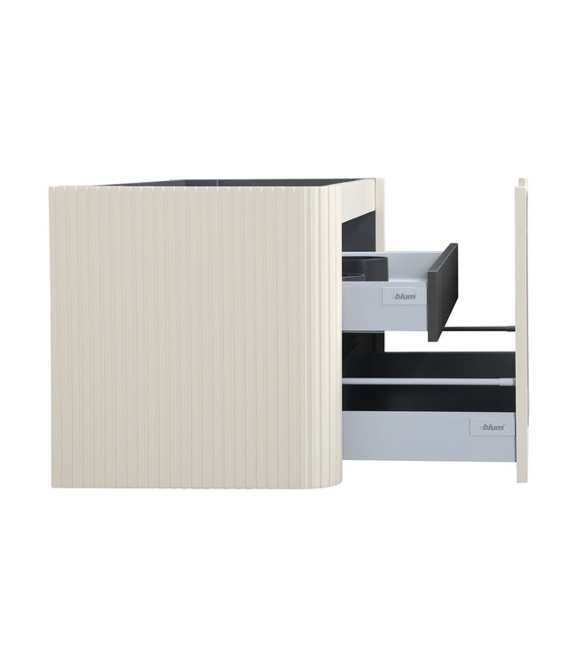 Wastafelonderkast Sulora Mat Beige 120cm | Geribbeld Design & Afgeronde hoeken