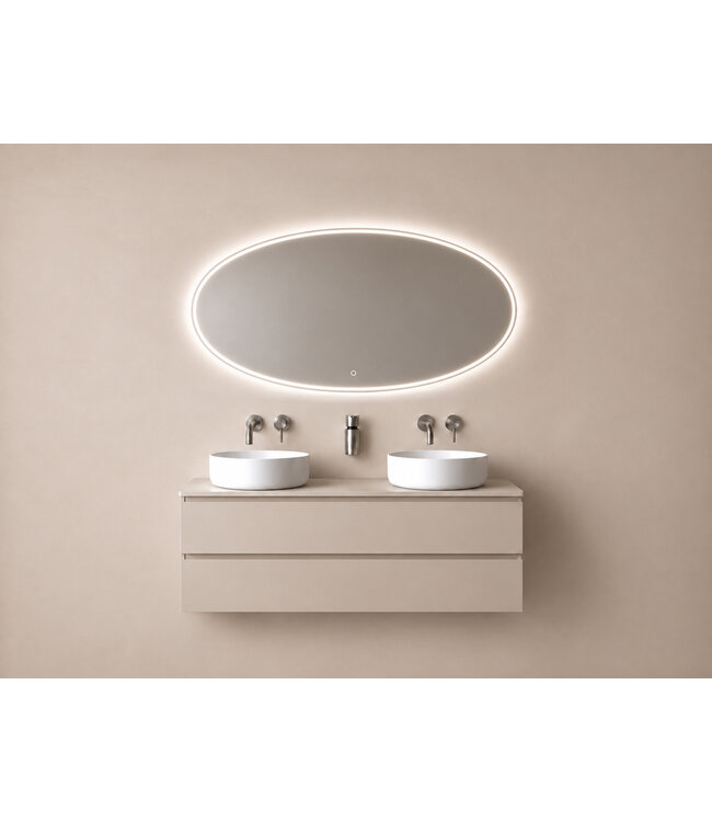 Ovale Badkamerspiegel Oliva 160x70 cm – Dual LED & Verwarming