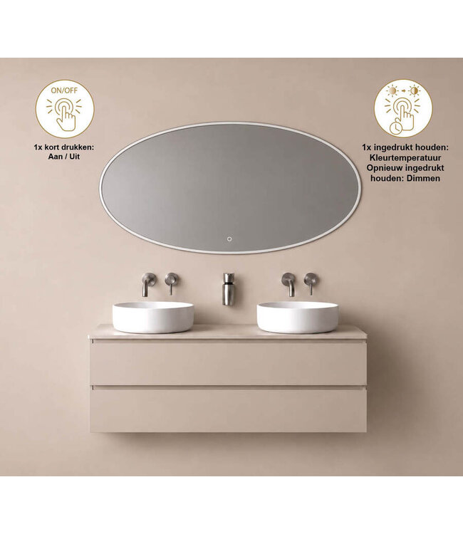 Ovale Badkamerspiegel Oliva 160x70 cm – Dual LED & Verwarming
