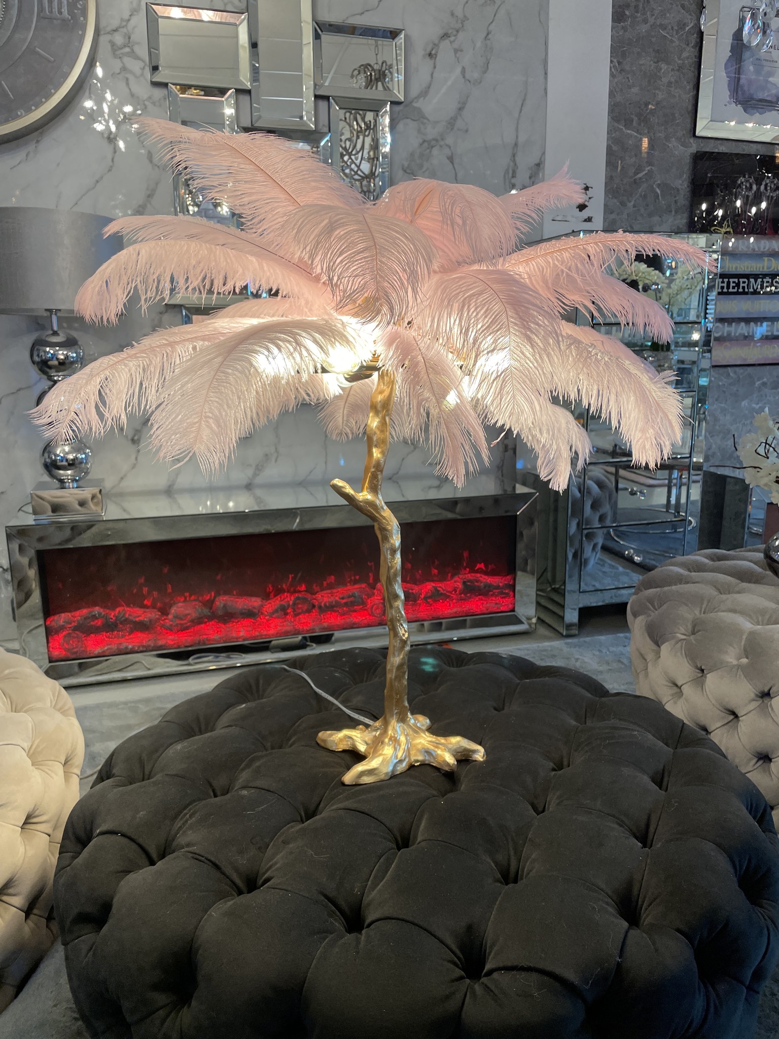 Tafellamp Avestruz - Goud Roze