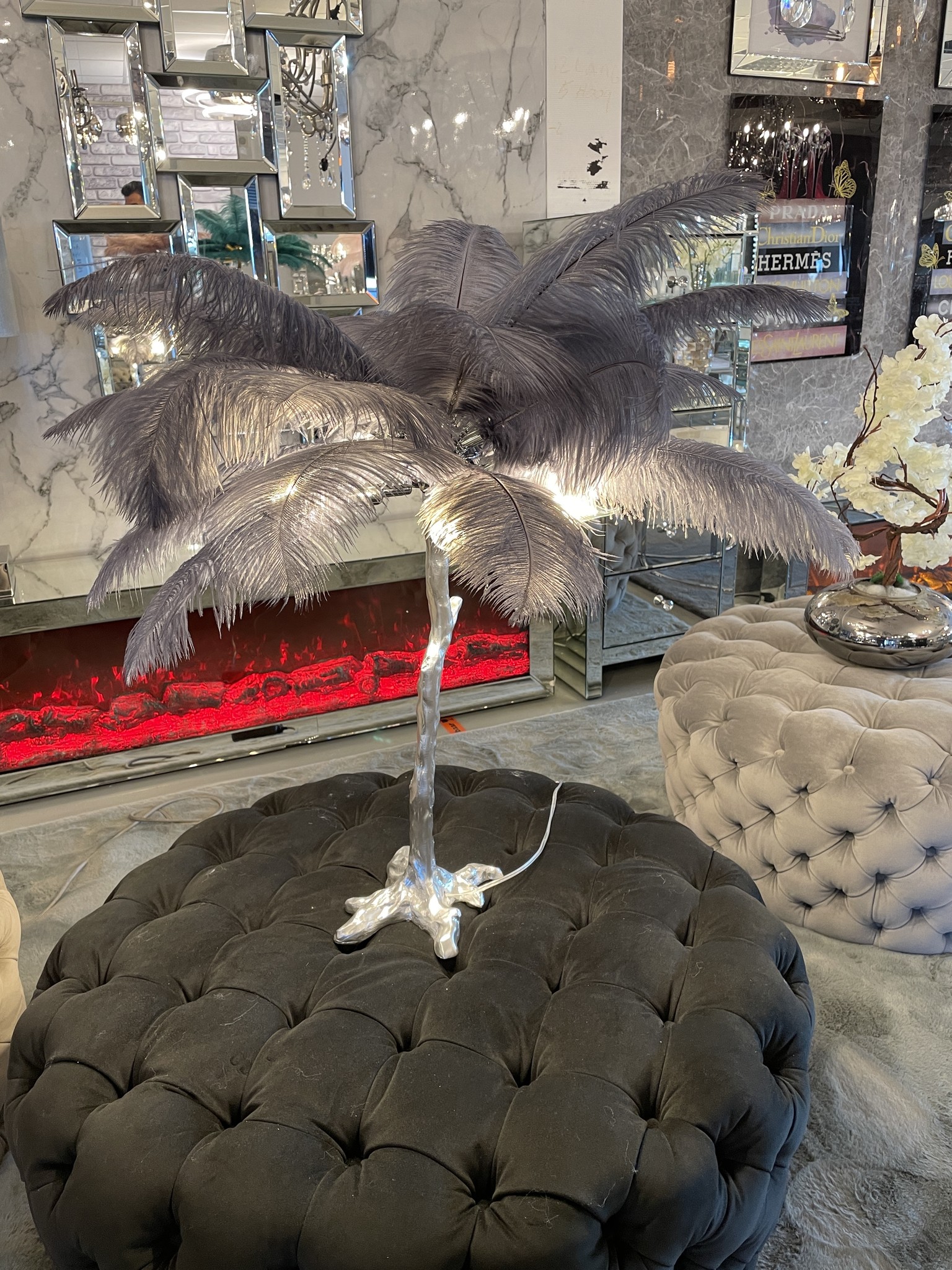 Tafellamp Avestruz - Zilver Grijs