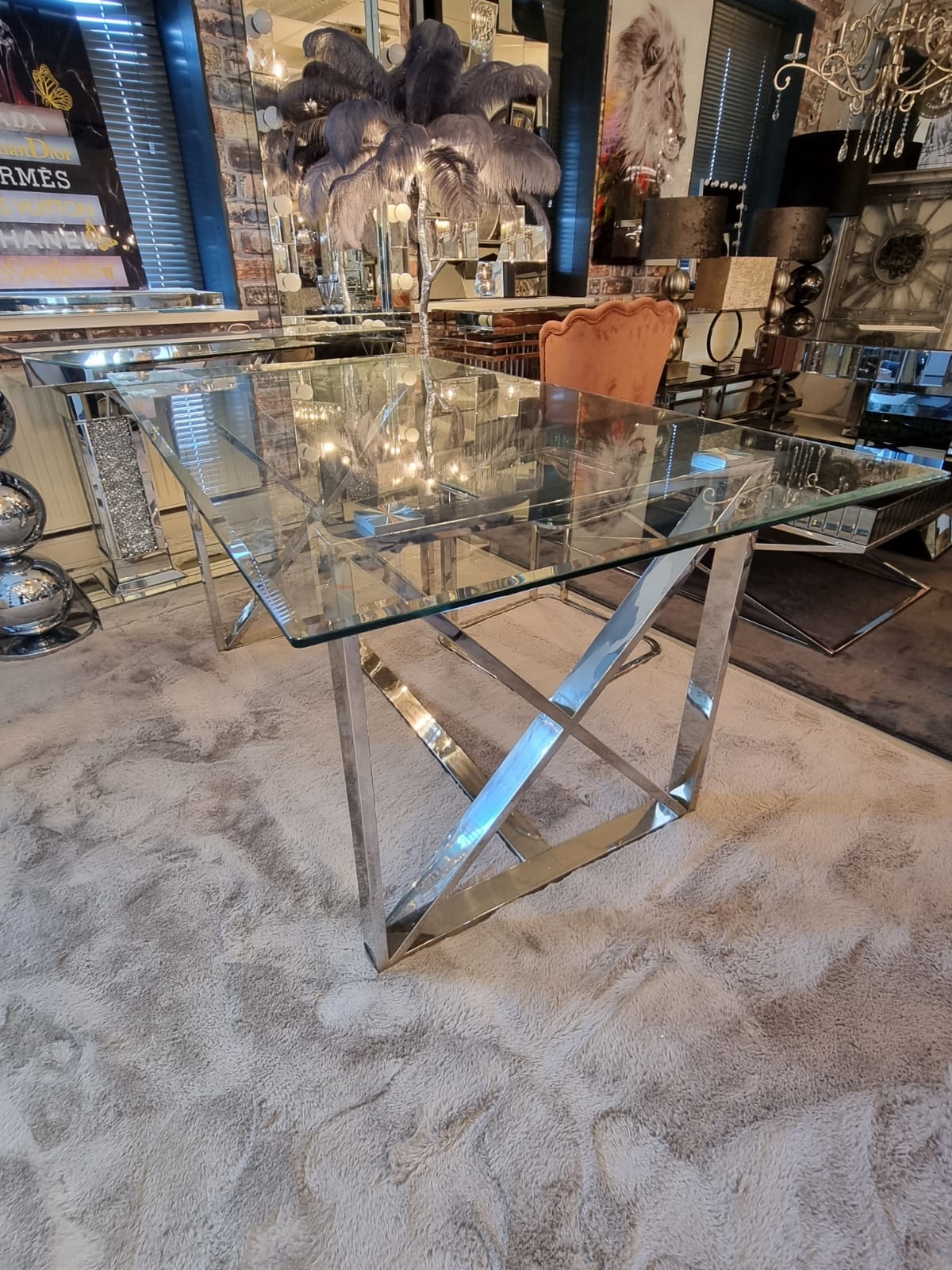 Eettafel - Talch goud & zilver poten160 cm breed