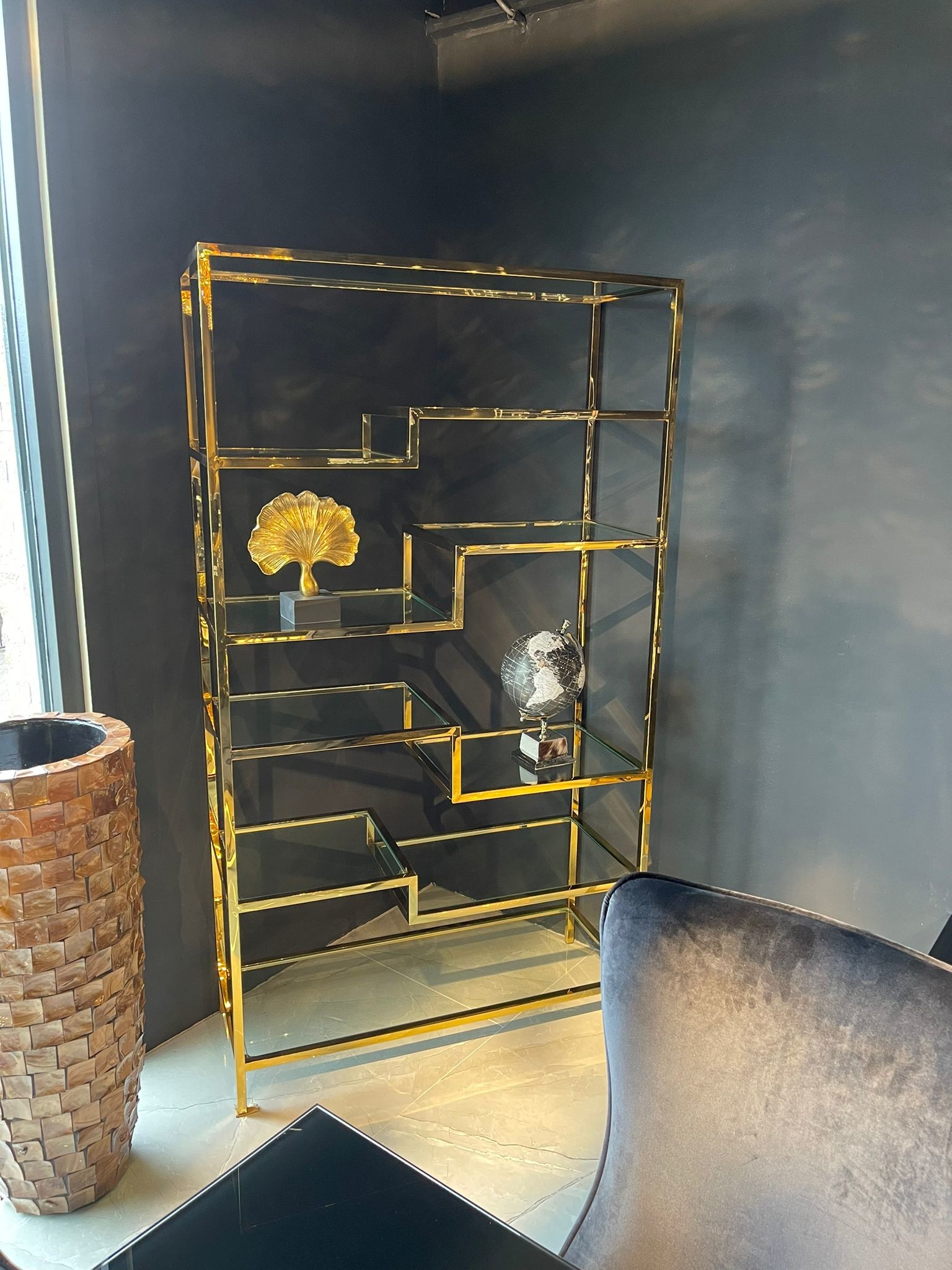 Wandmeubel Victoria - Goud Glas