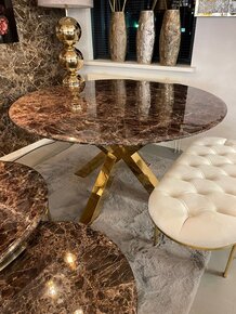 Eettafel Doblo - Marmer Bruin Goud
